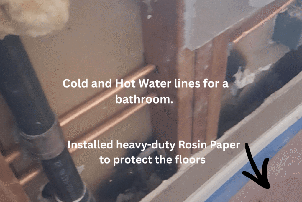 I installed cold and hot water lines for a bathroom