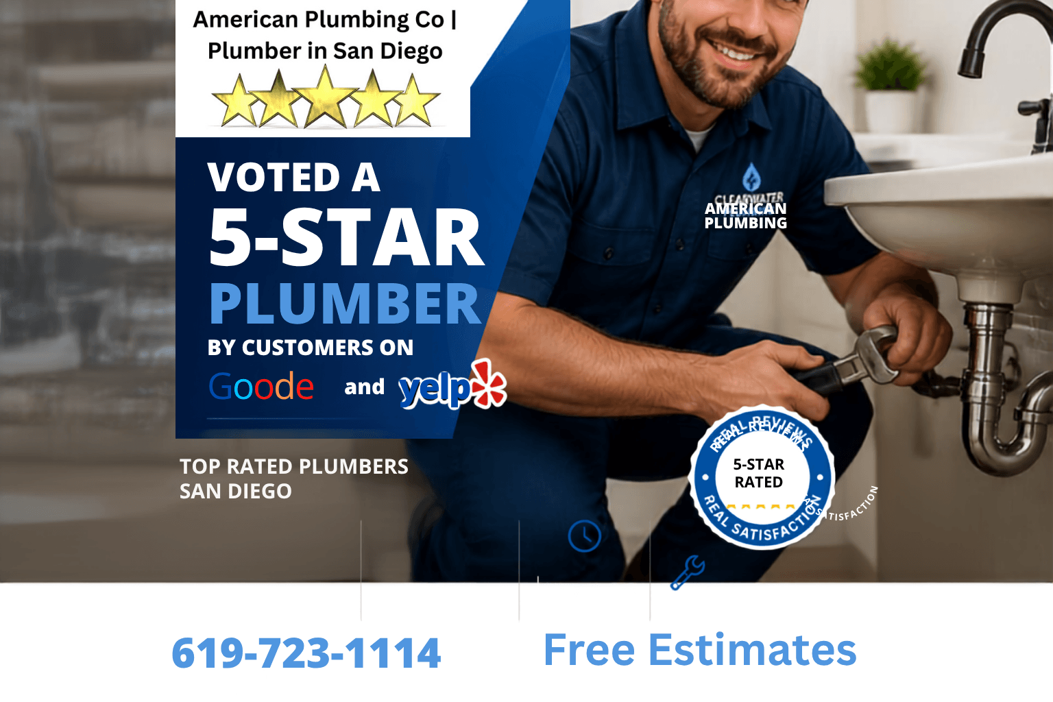 Voted a 5-Star Plumber by Customers on Google and Yelp