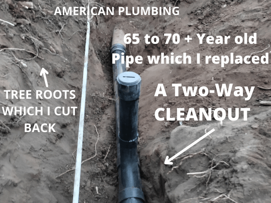 sewer line replacement and installed a two way clenaout